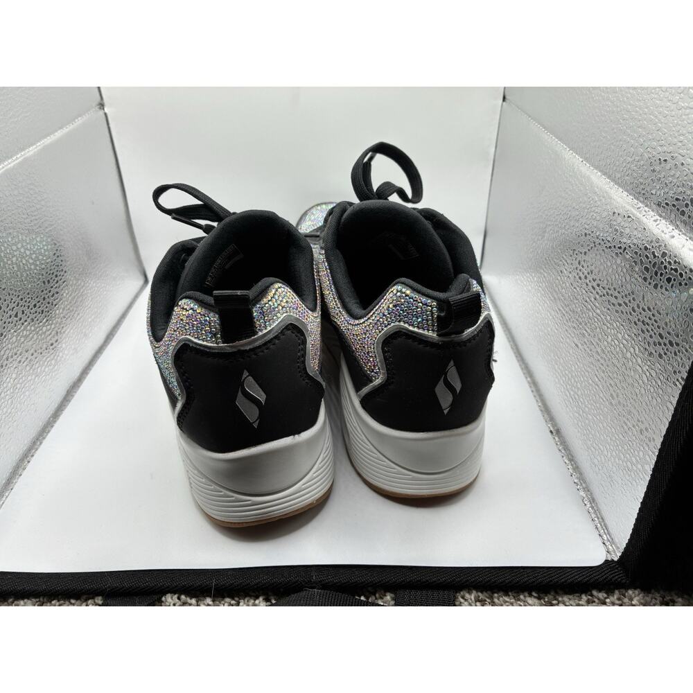 Skechers Uno Sparkle Motion Women's 8 Black Iridescent Rhinestone Sneaker Glam - Picture 4 of 6